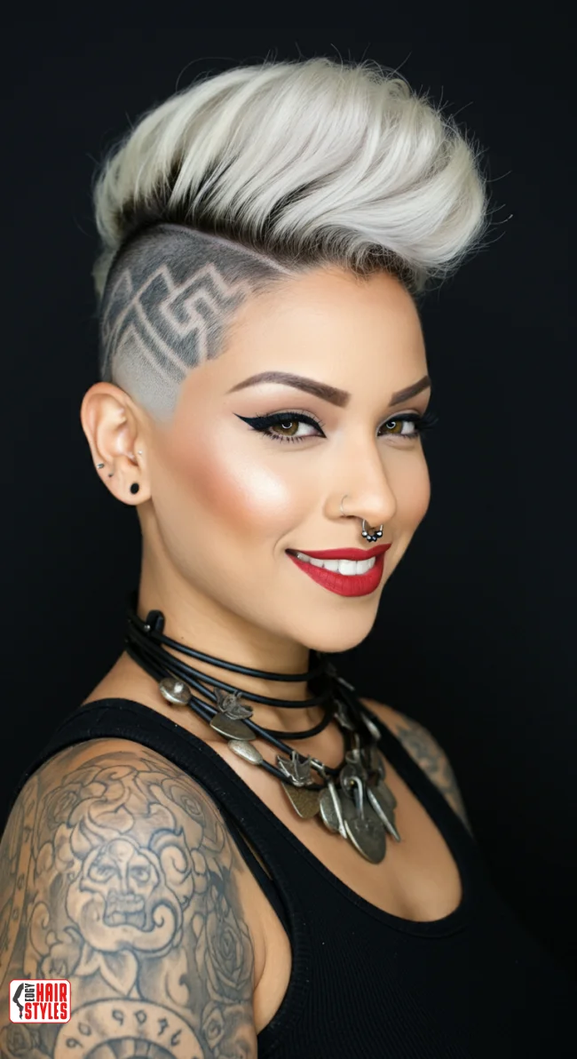 6. Mohawk with Shaved Designs | Bold And Trendy: Mohawk Hairstyles In Modern Fashion