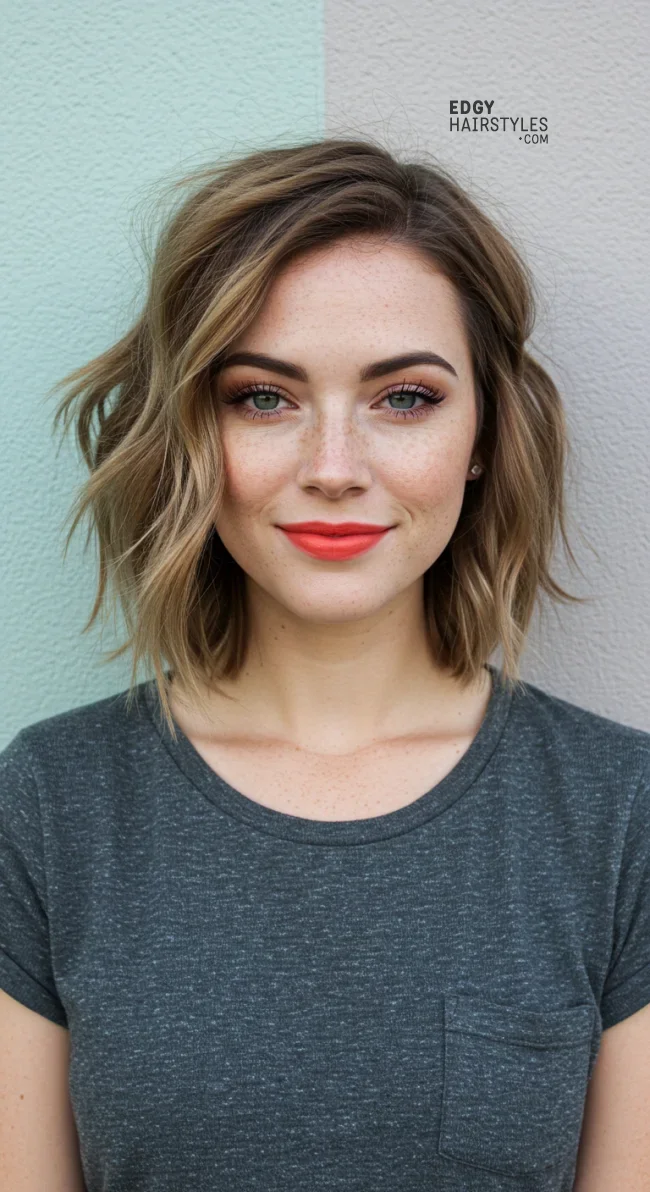 5. Textured Wolf Cut with Beach Waves | 10 Daring Medium-Length Wolf Cut Ideas For An Edgy Look