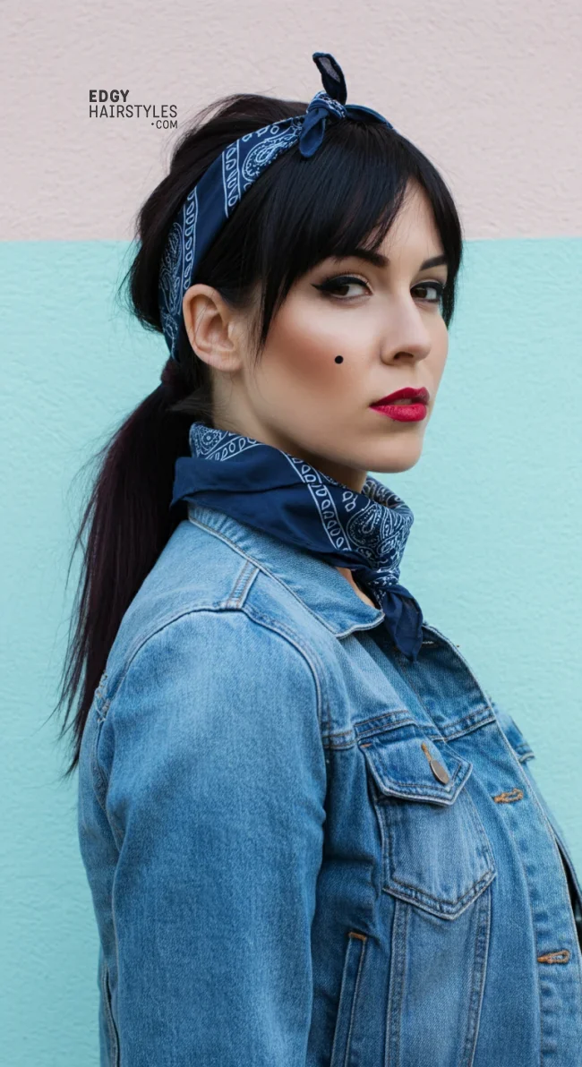 6. Low Ponytail with a Knotted Bandana | Top 8 Fab Bandana Hairstyles To Elevate Your Look