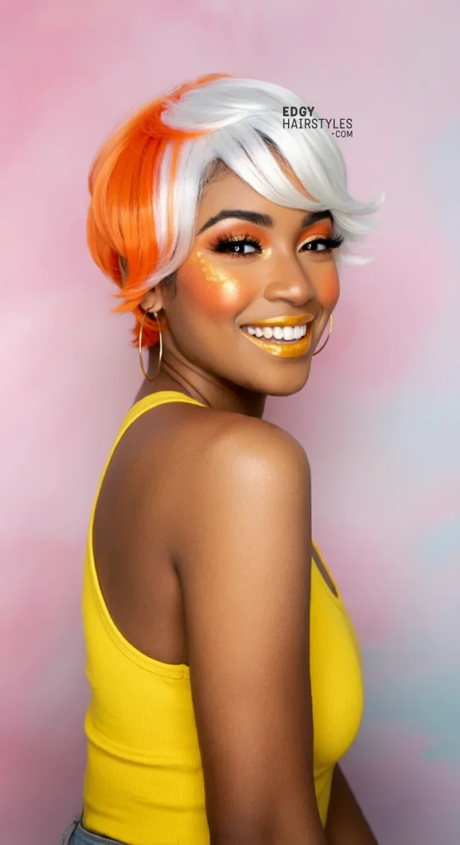 6. Candy Corn Layers | 10 Funky And Crazy Halloween Hairstyles For Short Hair