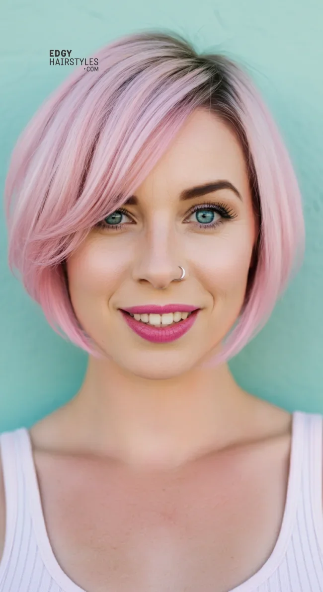 7. Colored Side-Part Bob | 7 Side-Part Bob Haircut Ideas