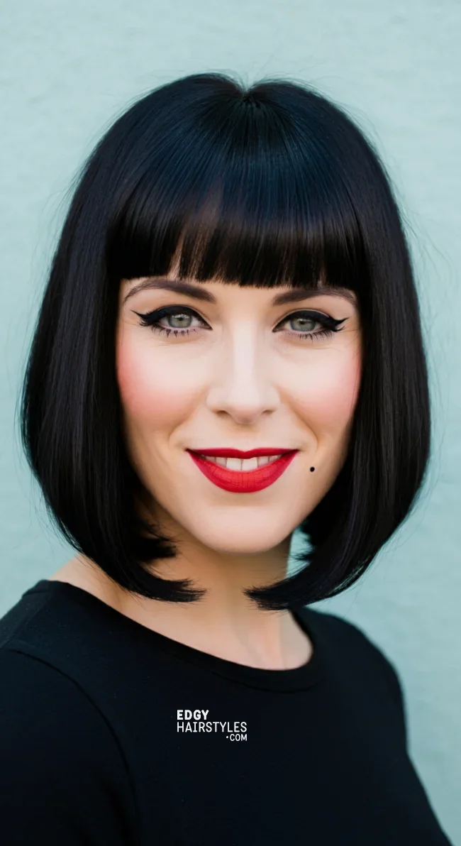 3. Blunt Bangs with a Lob | Astonishing Photos That Inspire You For Getting Bangs Over 40