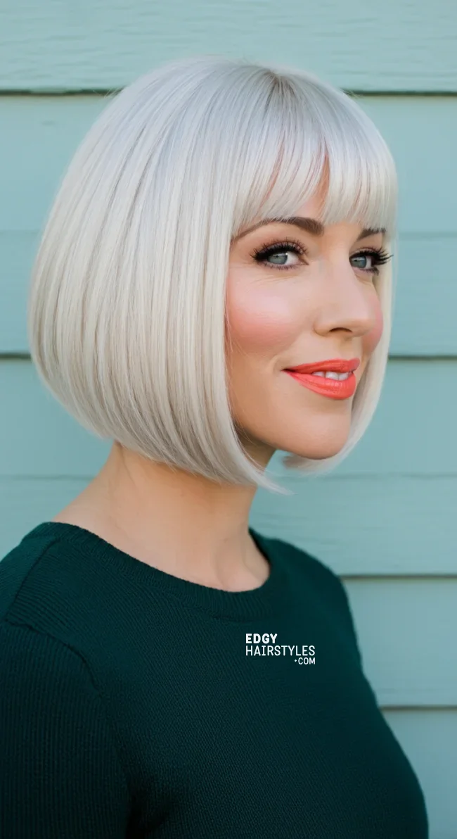 6. Micro Bangs with a Bob | Astonishing Photos That Inspire You For Getting Bangs Over 40