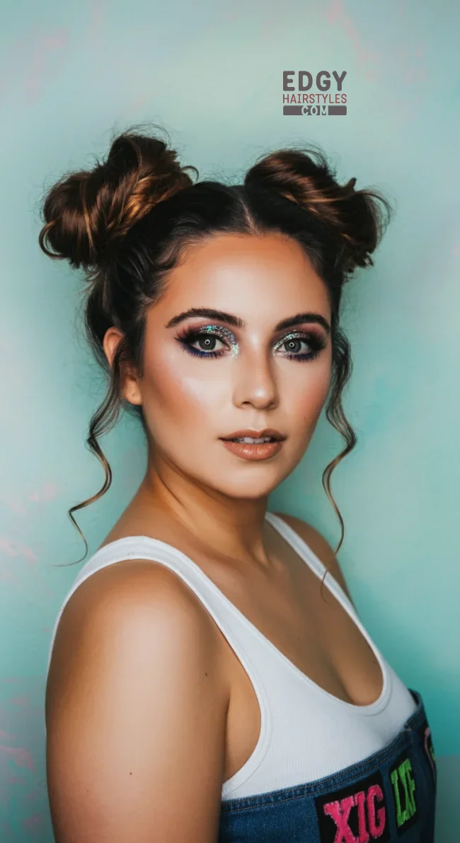 9. Double Buns with Curls | 10 Amazing Hairstyles That You Can Do With Your Long Curly Hair