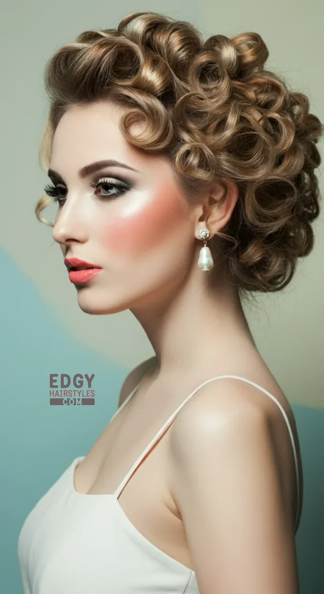6. Classic Curly Updo | 10 Amazing Hairstyles That You Can Do With Your Long Curly Hair