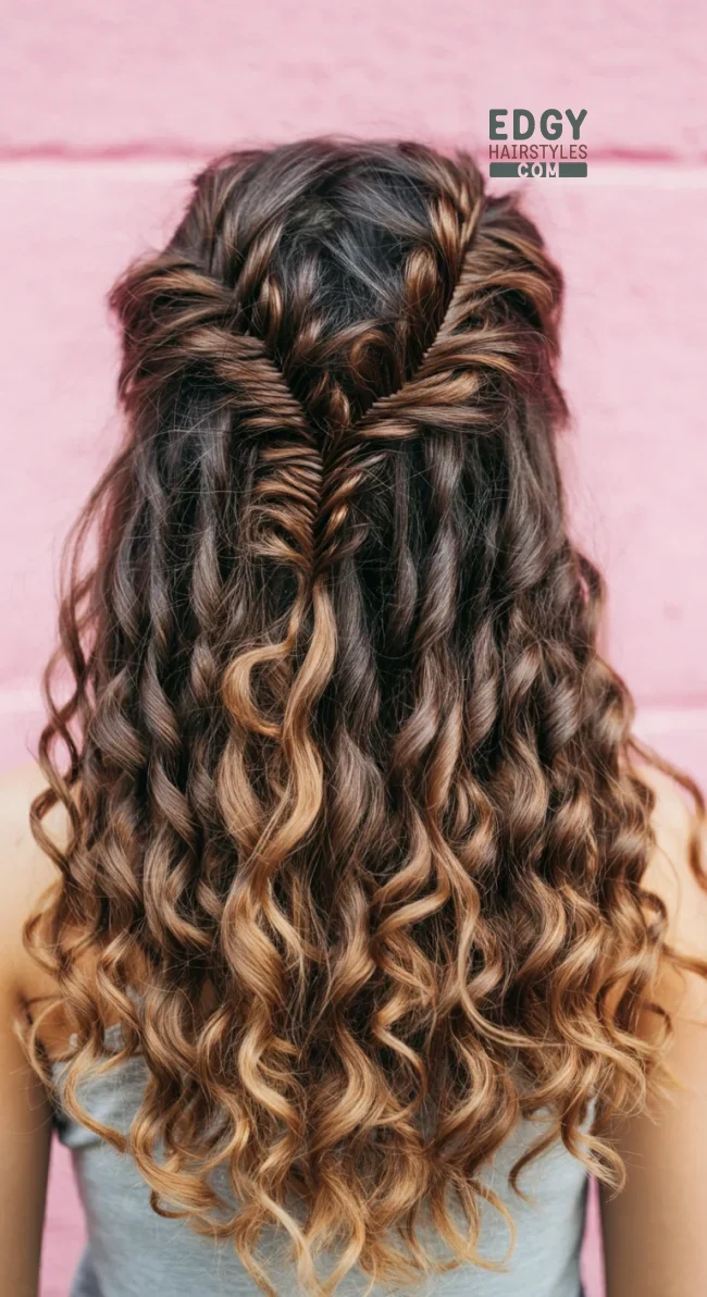 10. Waterfall Braid with Curly Ends | 10 Amazing Hairstyles That You Can Do With Your Long Curly Hair