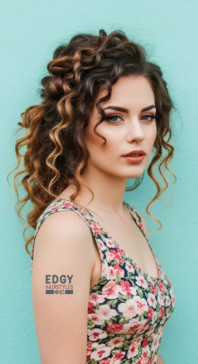 4. Curly Half-Up, Half-Down | 10 Amazing Hairstyles That You Can Do With Your Long Curly Hair