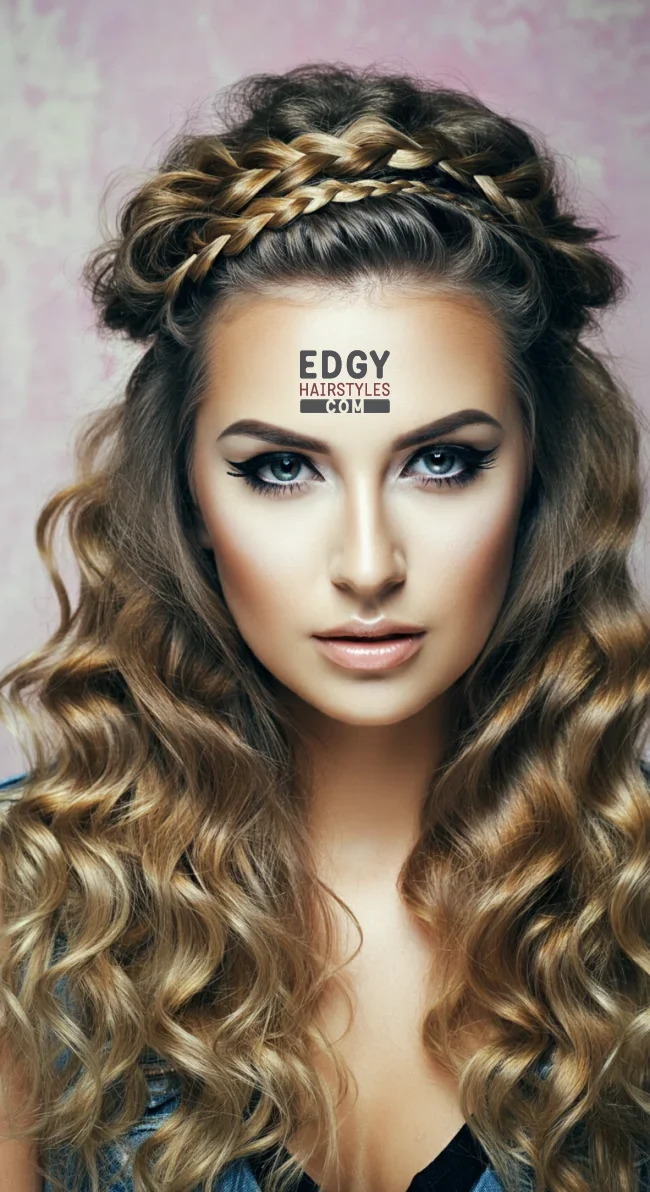 5. Crown Braid with Loose Curls | 10 Amazing Hairstyles That You Can Do With Your Long Curly Hair