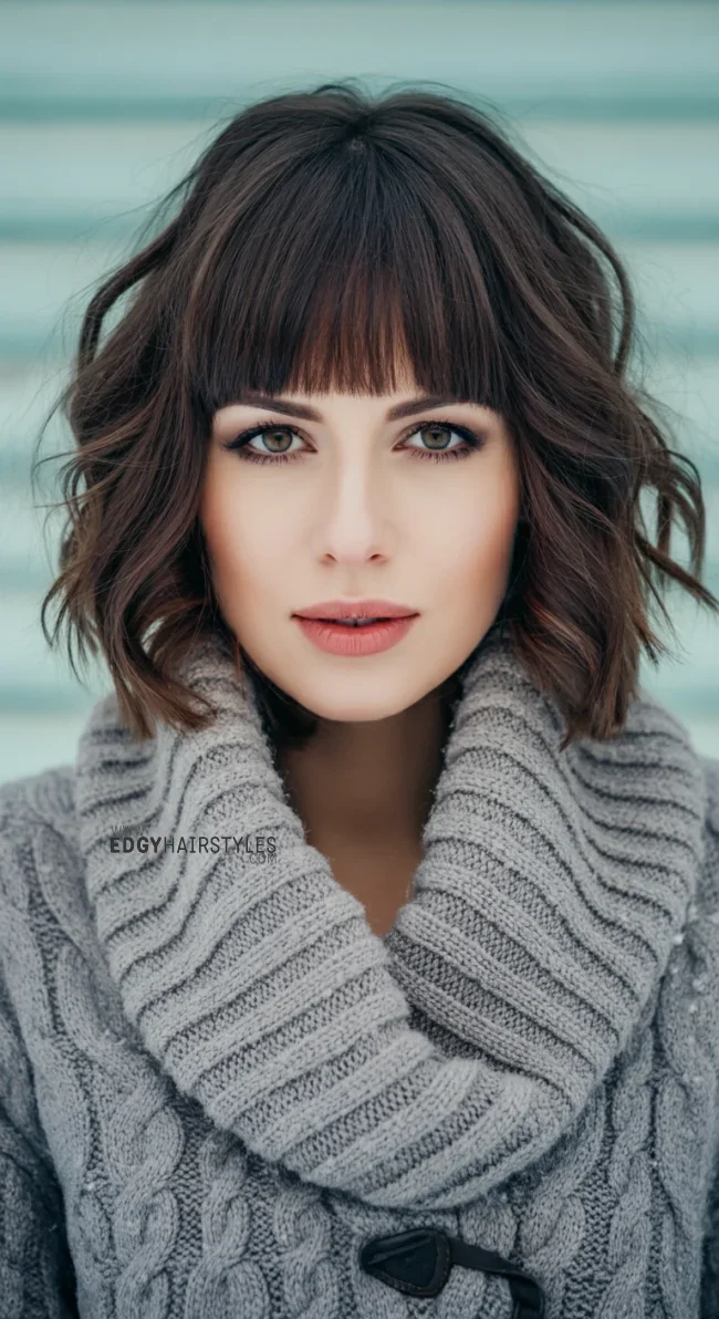 7. Curtain Bangs with a Shoulder-Length Cut | 10 Winter Haircut Trends To Jump On Right Now
