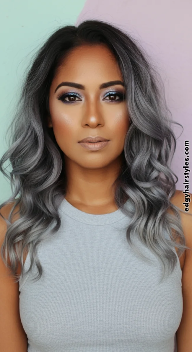 3. Long Grey Ombre Waves | Grey Blending: A Chic And Ageless Way To Wear Your Hair
