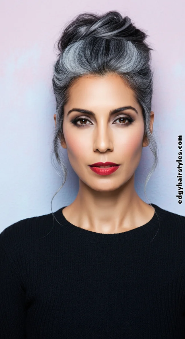 7. Salt-and-Pepper Updo | Grey Blending: A Chic And Ageless Way To Wear Your Hair