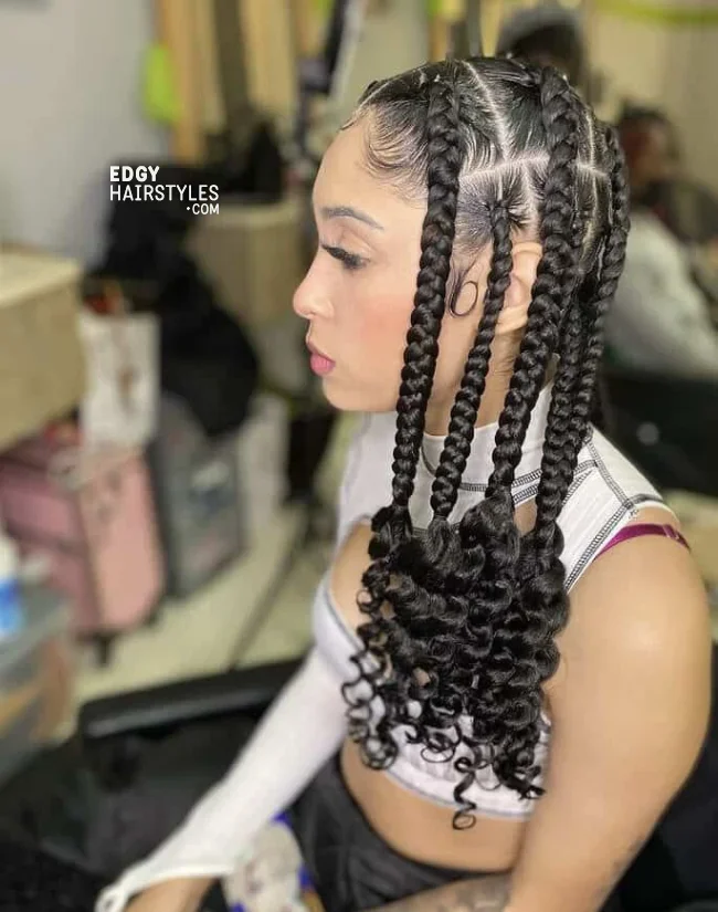 1. Black Coi Leray Braids with Curled Ends | 5 Cool Ideas Of The Signature Coi Leray Braids
