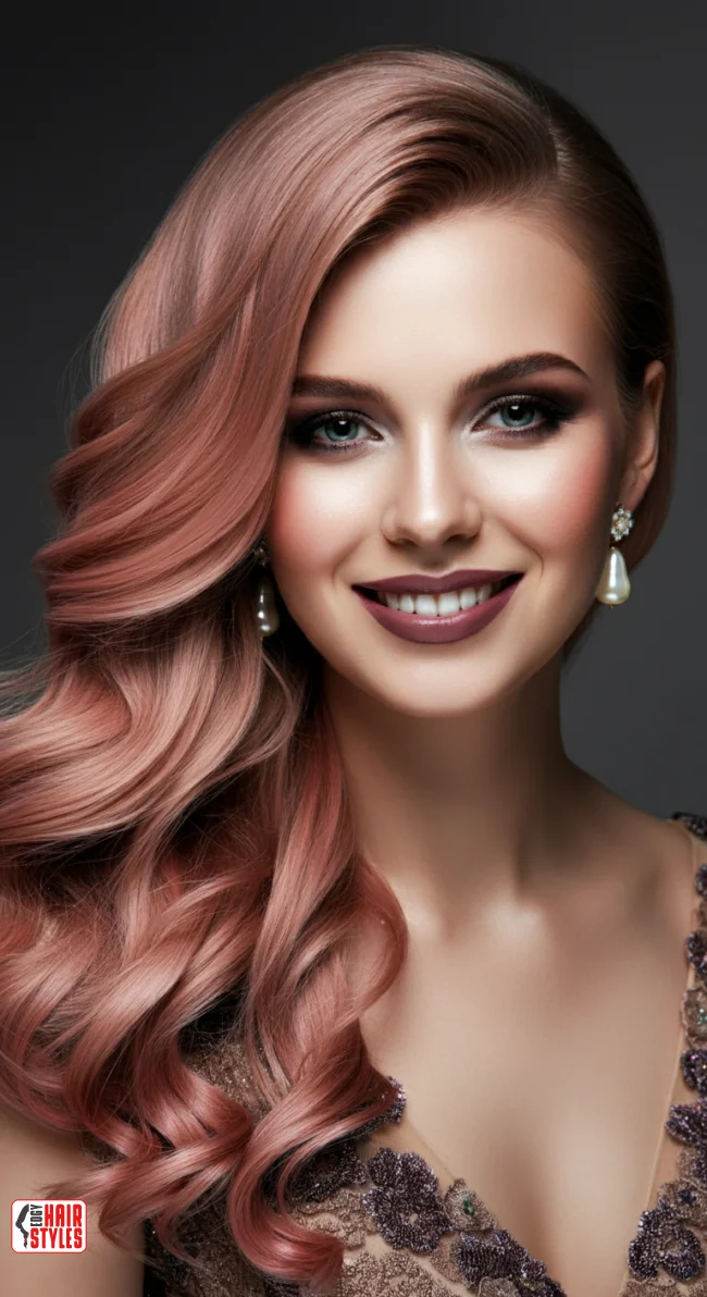 7. Side-Swept Romantic Curls | Pretty In Pink: Curly Hairstyles To Rock Your Pink Hair!