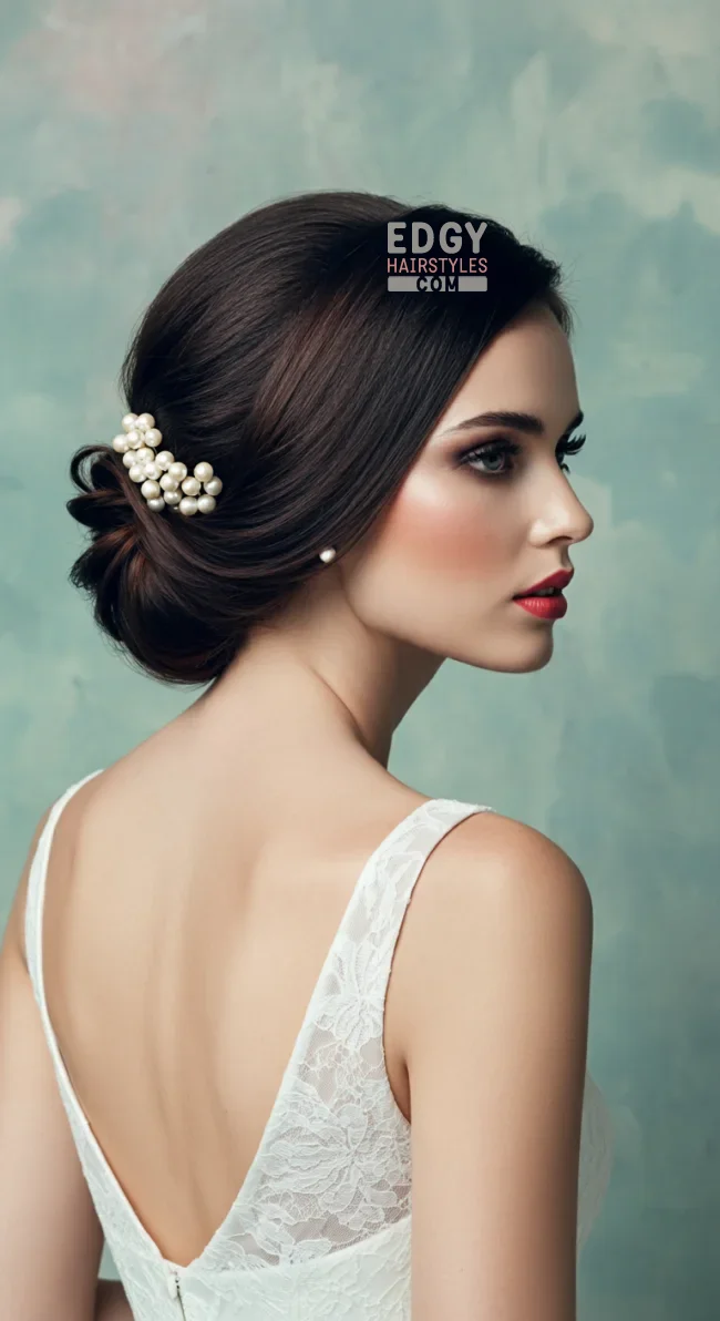 1. Classic Chignon with Pearl Clusters | Elegant Wedding Updo Hairstyles Featuring Pearl Hairpins