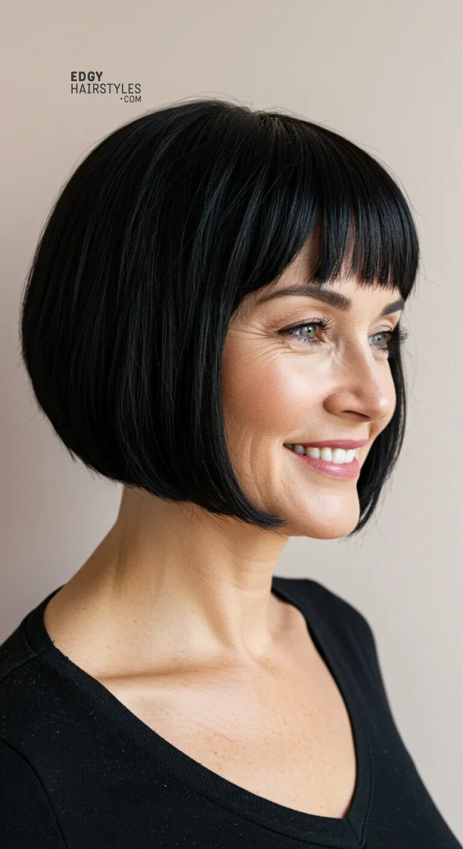 5. Chin-Length Blunt Bob | 10 Bold Hairstyles For Women Over 50 With Square Faces