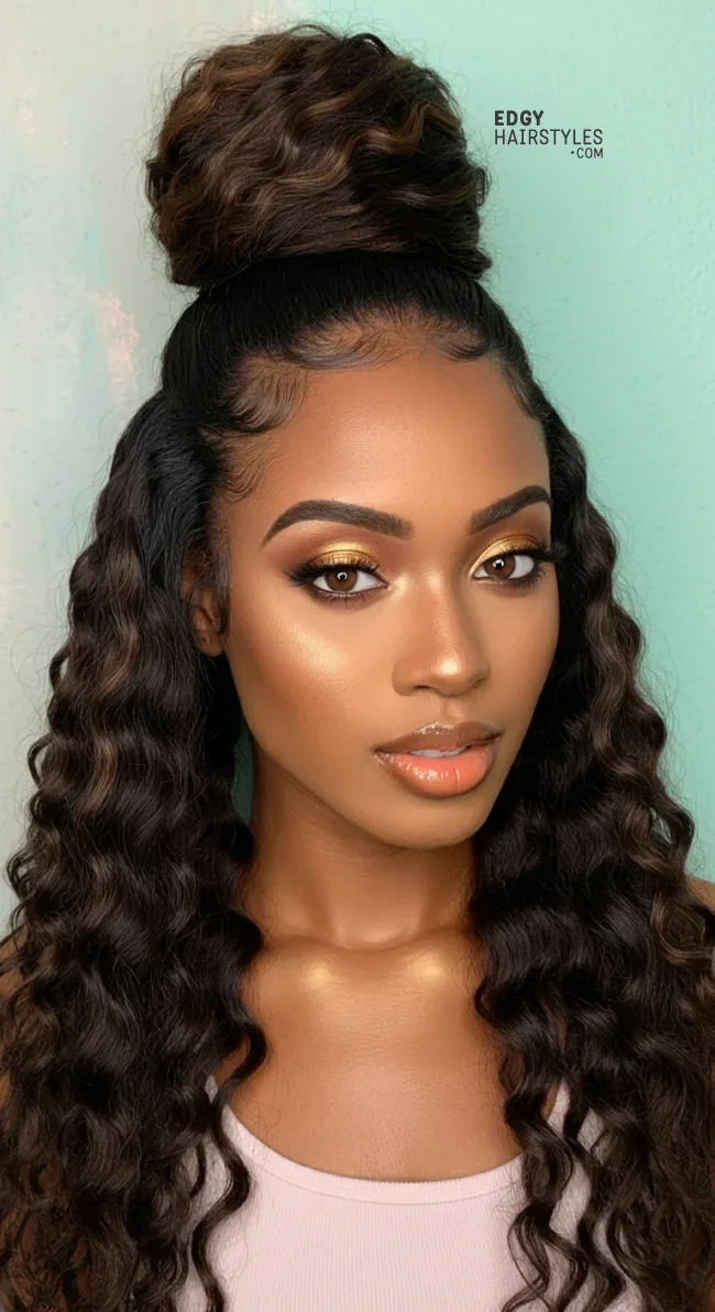 3. Half-Up Bun with Quick Weave | 8 Quick Weave Hairstyles That Will Transform Your Style