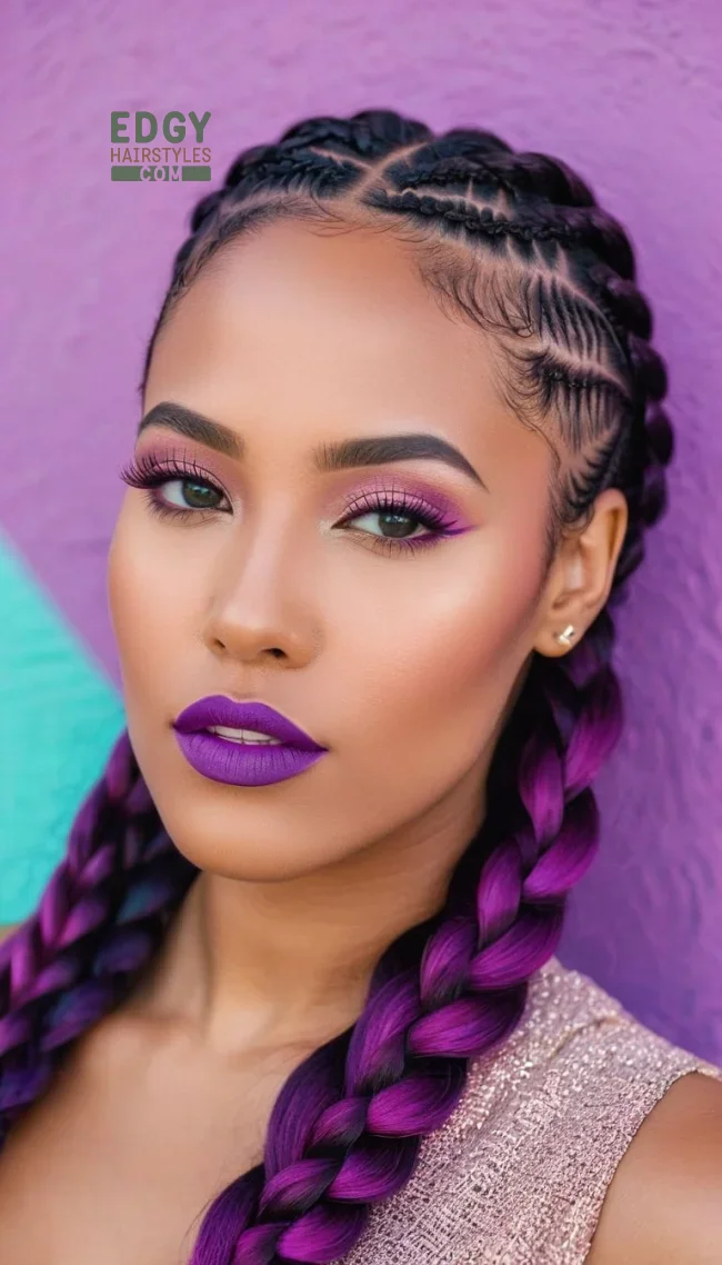5. Fulani Braids with Colorful Extensions | 10 Trendy Fulani Braids To Try For A Fresh Look