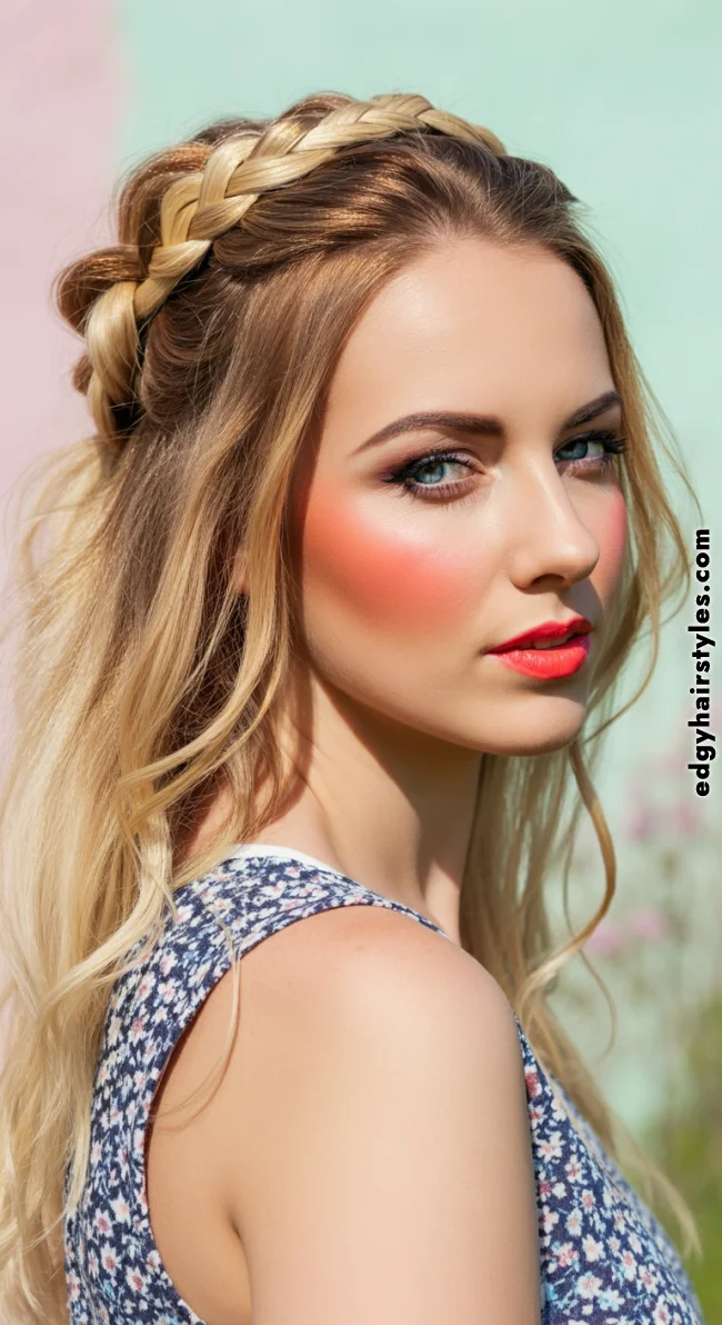 3. Loose Braided Crown | Spring Hairstyles For Long Hair: Fresh Looks