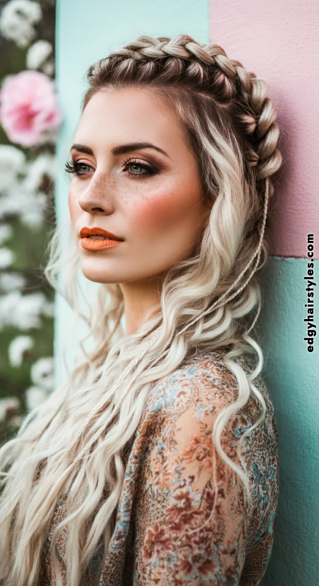 10. Bohemian Waves With Braided Accents | Spring Hairstyles For Long Hair: Fresh Looks