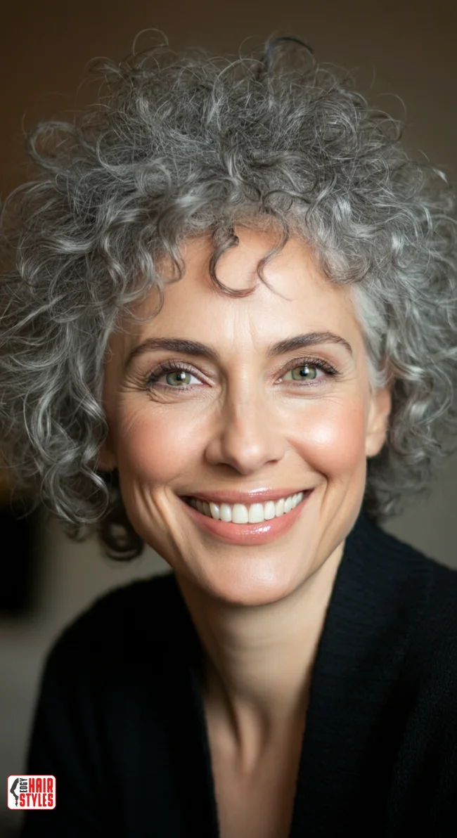 8. Voluminous Gray Curls | Embrace The Elegance Of Short Gray Hairstyles - Chic And Timeless