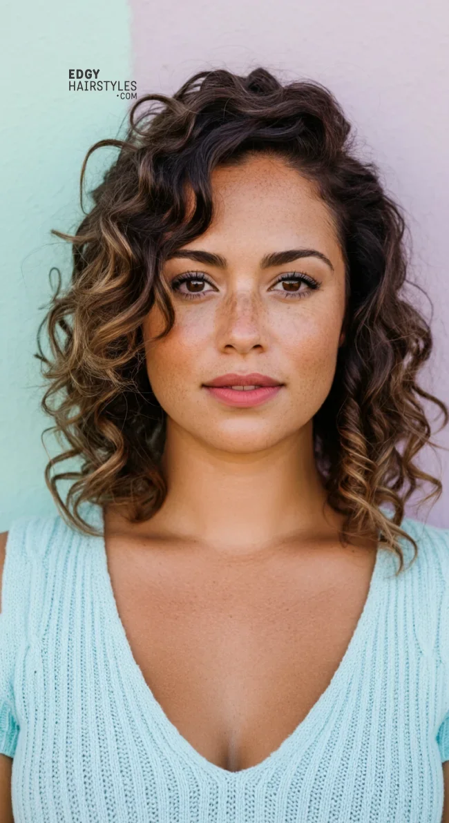 2. Curly Side-Swept Bangs | How To Style Bangs For Different Hair Textures: 10 Stunning Looks