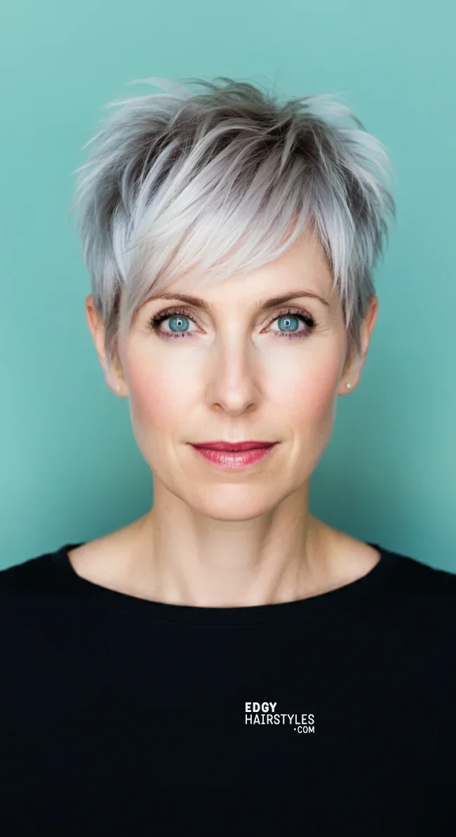 5. Textured Pixie Cut with Micro Bangs | 10 Stylish Hairstyles For Women Over 50 With Bangs