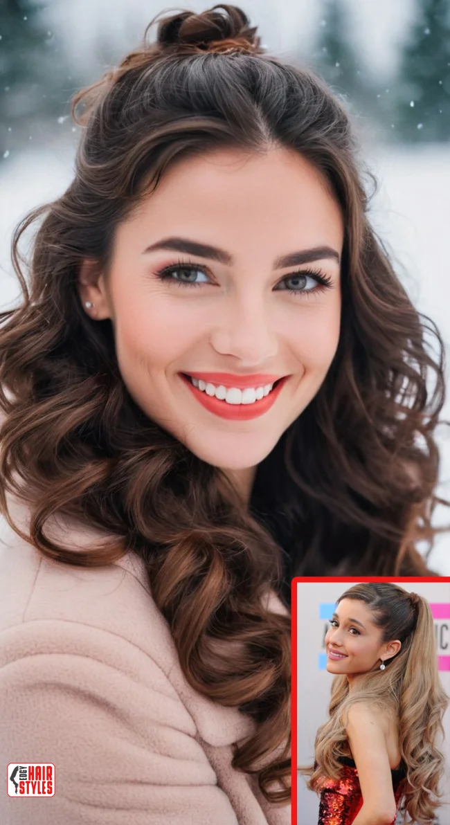 8. Half-Up, Half-Down with Curls | Elegant Winter Hairstyles With Celebrities: Embrace The Season In Style