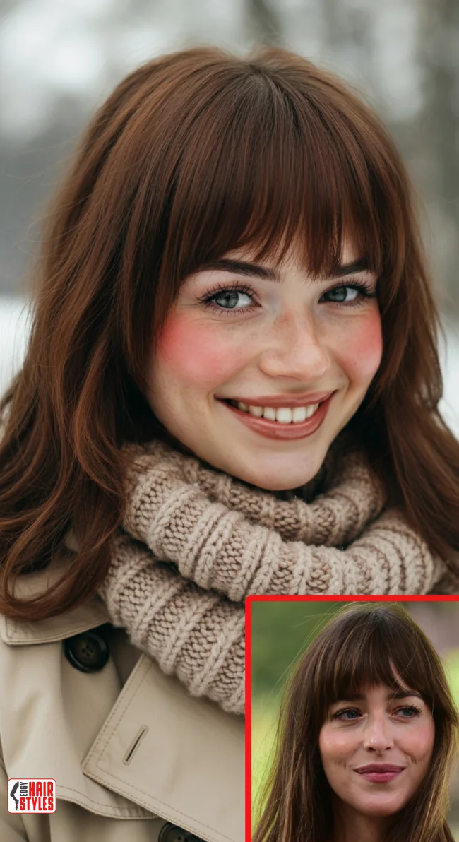 6. Curtain Bangs with Soft Layers | Elegant Winter Hairstyles With Celebrities: Embrace The Season In Style