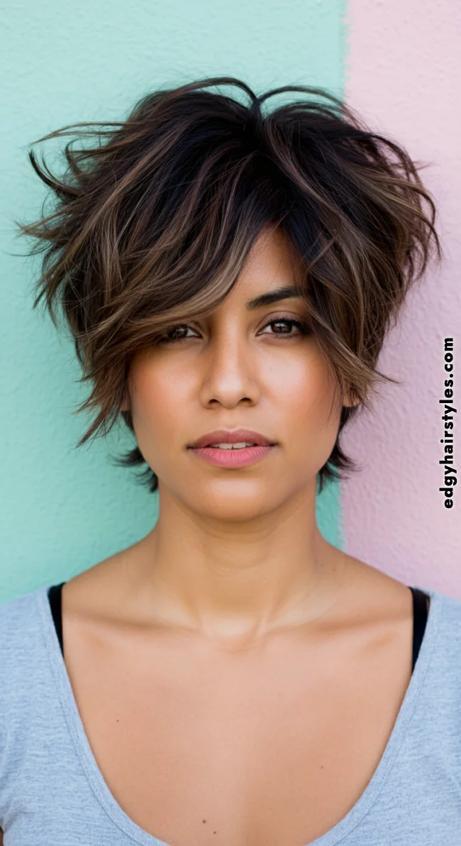 6. Mocha Brown Shag | Short Hair Balayage: Essential Tips For Stunning Looks