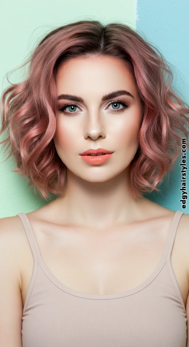 4. Rose Gold Waves | Short Hair Balayage: Essential Tips For Stunning Looks