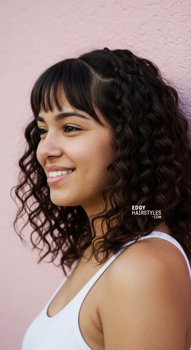 6. Crimped Hair with Straight Bangs | 10 Best Crimped Hairstyles Trending In 2024