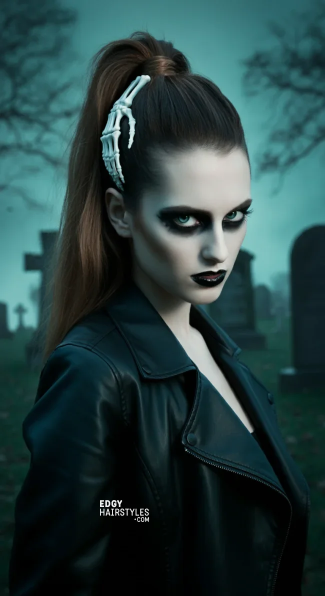 4. Skeleton Ponytail | Cool And Cute Halloween Hairstyles For Girls