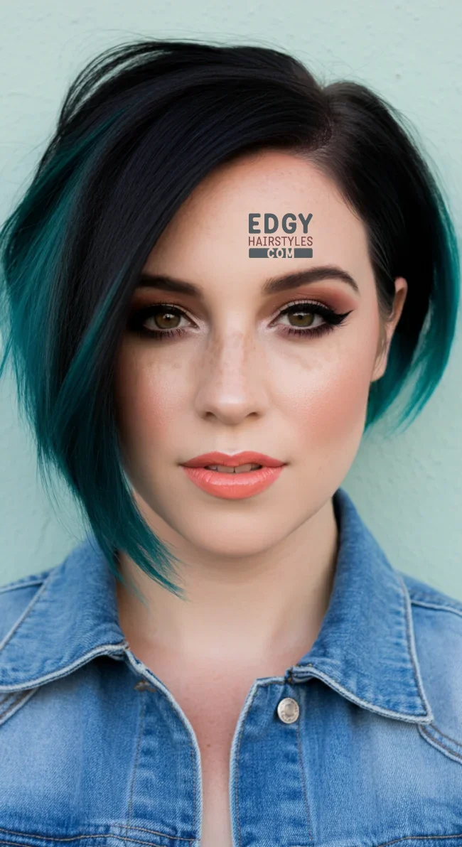 2. Bob with Black and Teal Ombre | Short Haircuts: 2025’S Trendy Two-Tone Styles