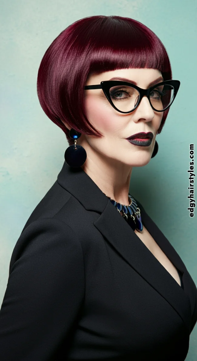 9. Short Blunt Cut | Short Hairstyles For Women Over 60 With Fine Hair And Glasses