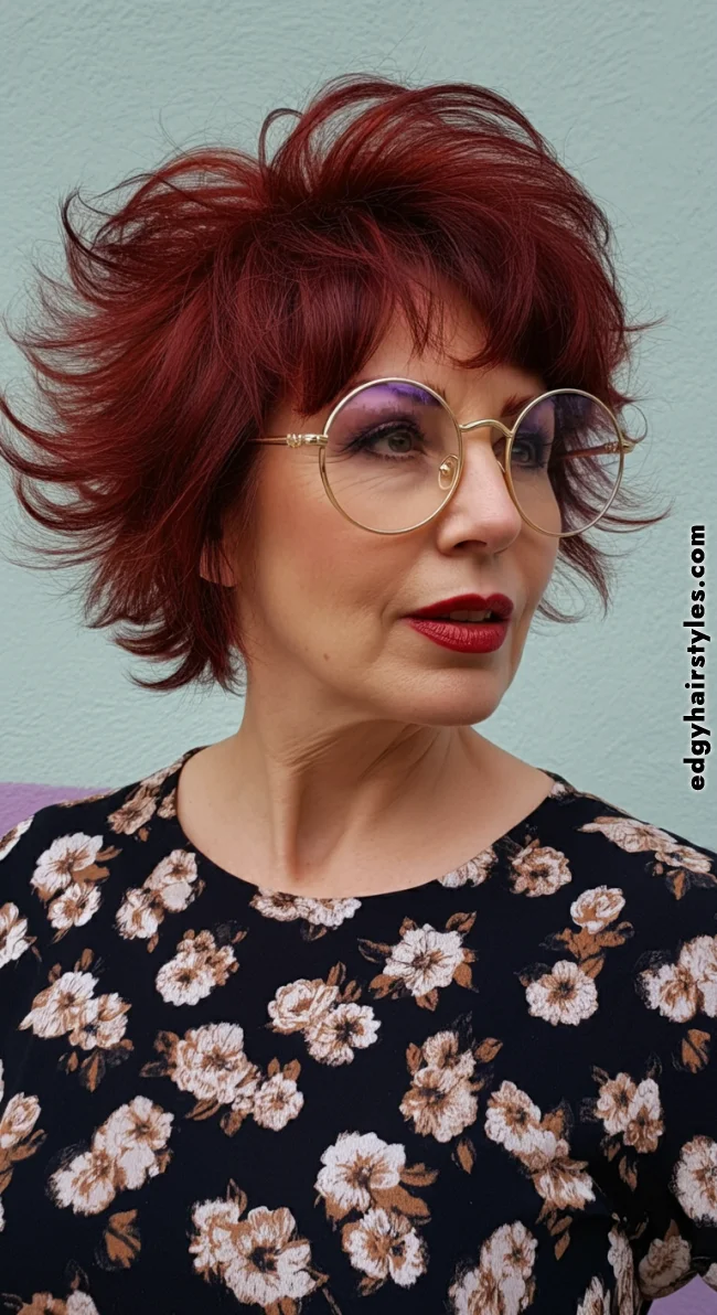 4. Short Shag with Wispy Ends | Short Hairstyles For Women Over 60 With Fine Hair And Glasses