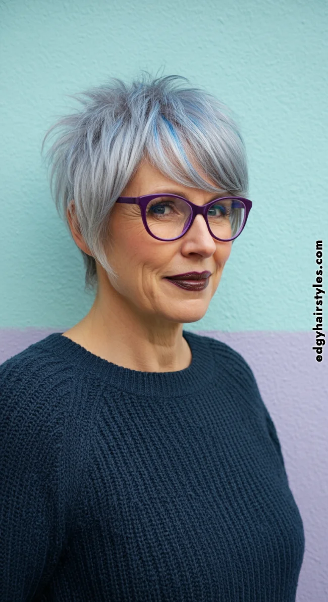 10. Layered Pixie with Highlights | Short Hairstyles For Women Over 60 With Fine Hair And Glasses