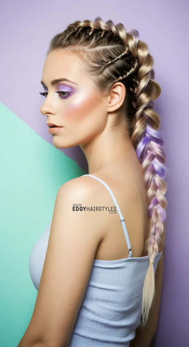 10. Pastel Purple Braids | 10 Trendy Hairstyles With Purple Highlights