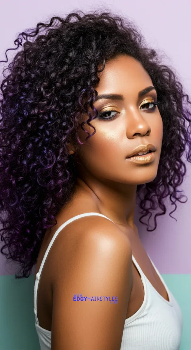 6. Indigo Curls | 10 Trendy Hairstyles With Purple Highlights