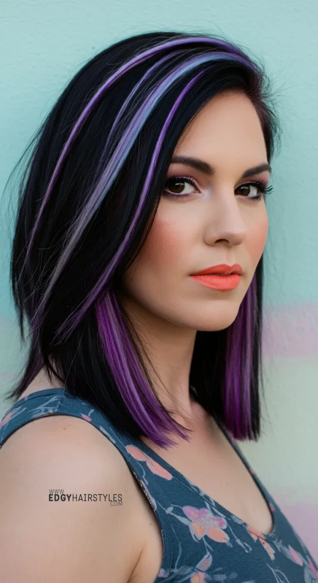 7. Violet Streaks | 10 Trendy Hairstyles With Purple Highlights
