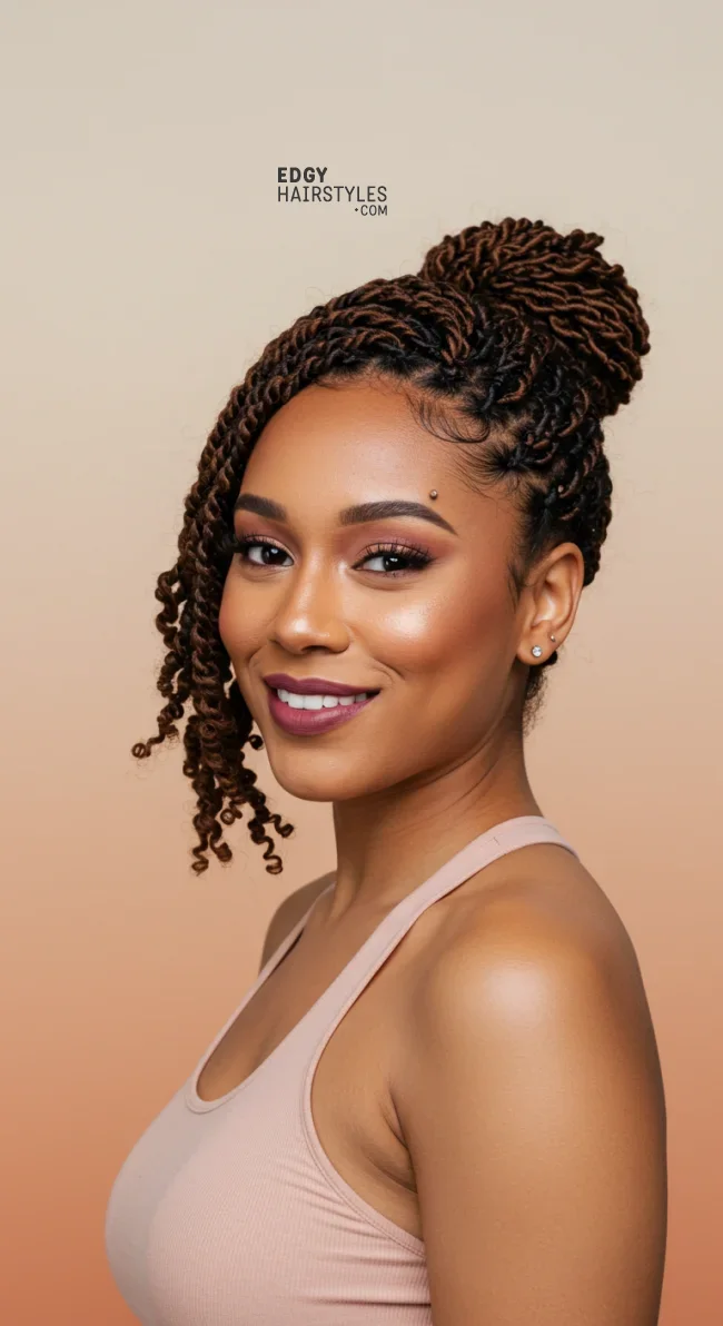 Bonus: Half-up Top Bun with Flat Twists | 10 Simple Flat Twist Styles For Quick Everyday Looks