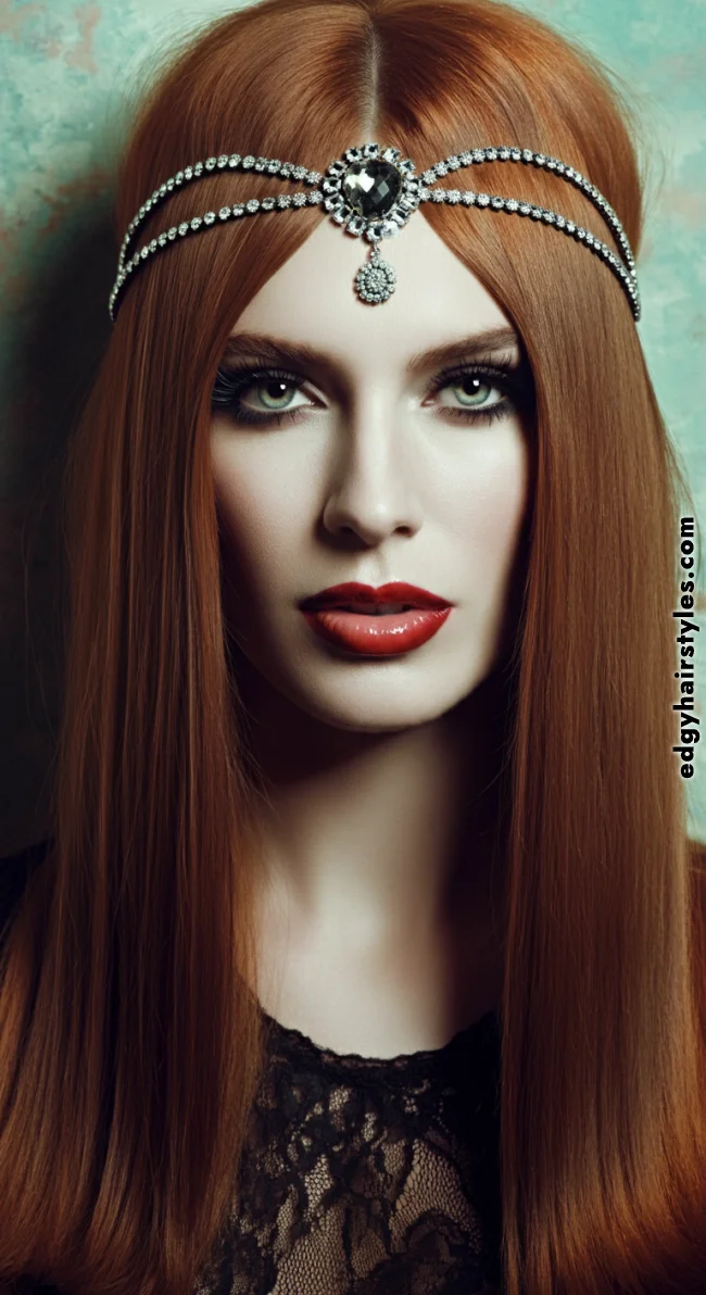 10. Sleek Straight Hair with Statement Accessories | Fantastic Prom And Wedding Ball Hairstyles