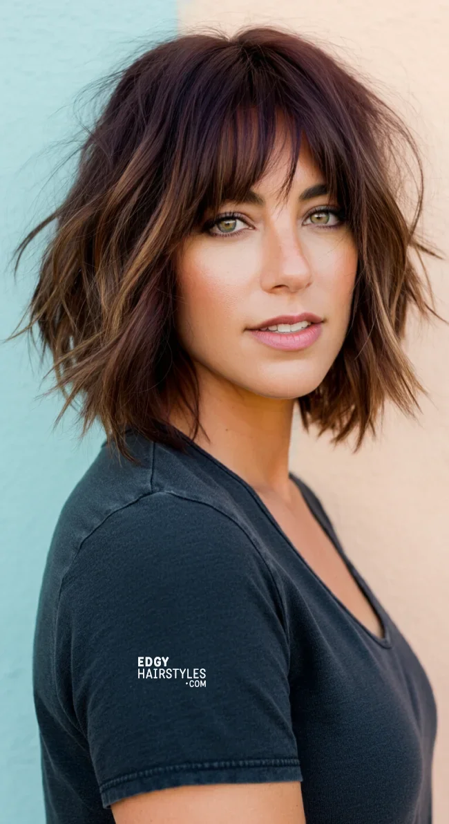 2. Shaggy Bob With Wispy Bangs | 7 Short Layered Haircuts With Bangs To Switch Up Your Look