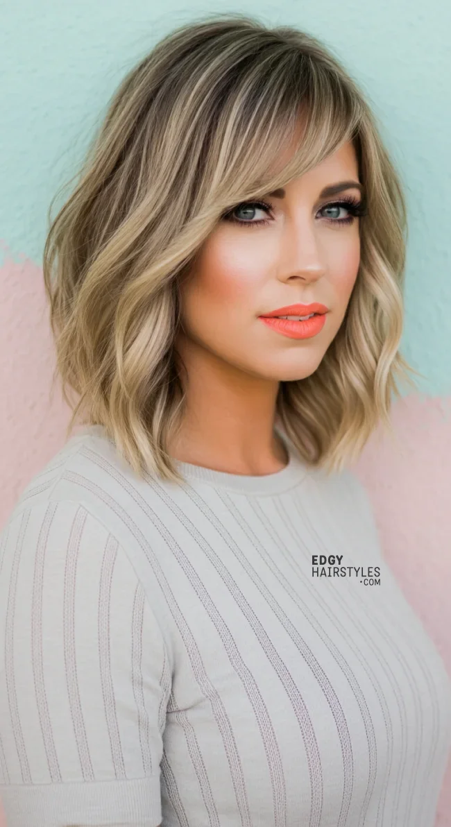 5. Layered Lob With Side Bangs | 7 Short Layered Haircuts With Bangs To Switch Up Your Look