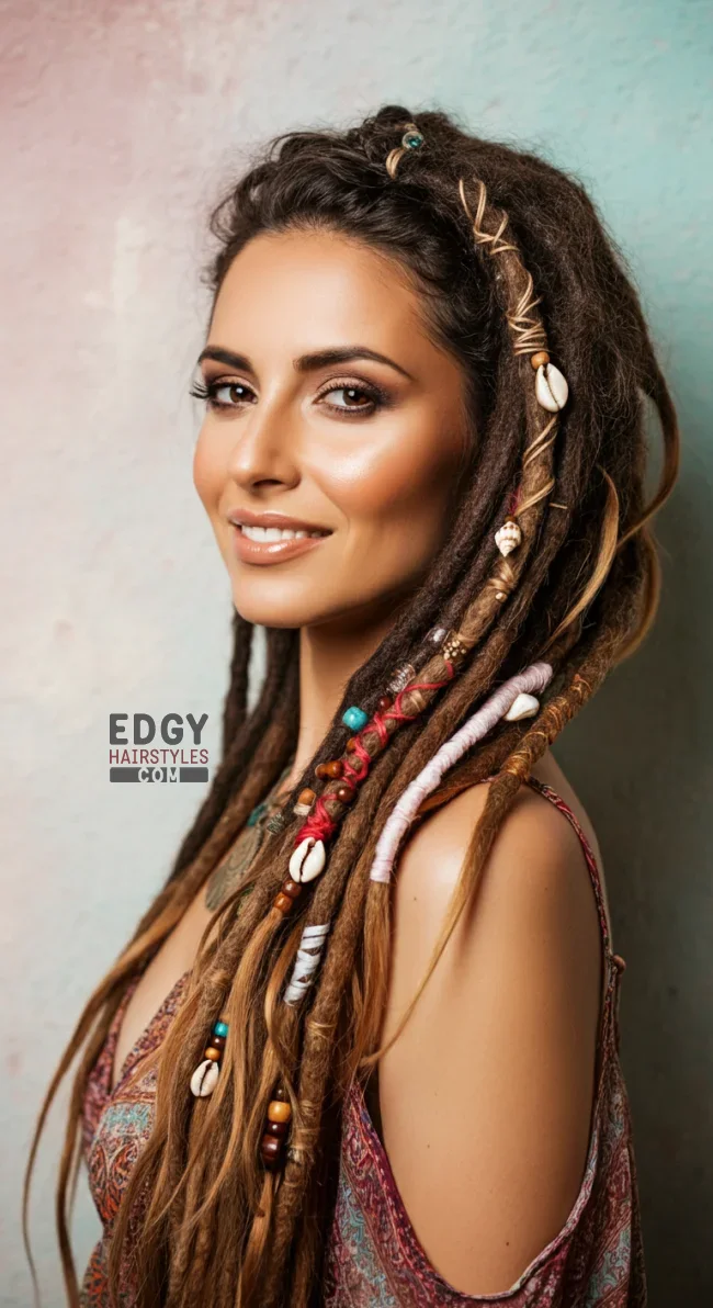 9. Bohemian Dreadlocks with Accessories | 10 Stylish Types Of Dreadlocks You Wish To Try