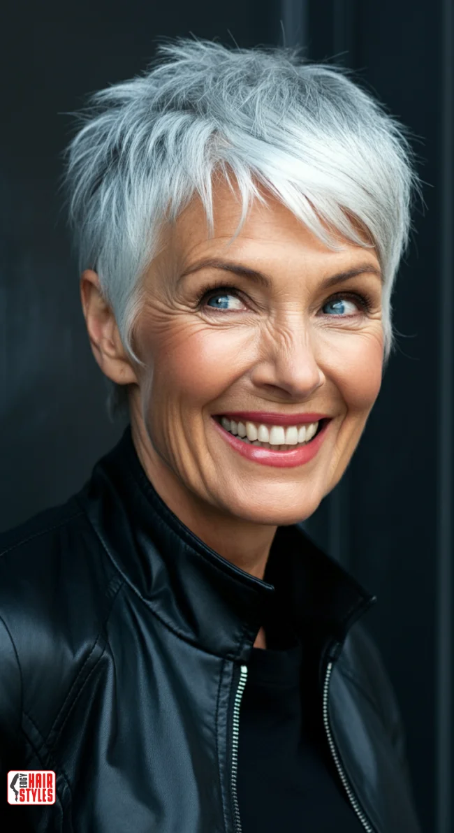 9. Sleek Silver Pixie | What Hairstyles Are Good For Women Over 60 With Thinning Hair?