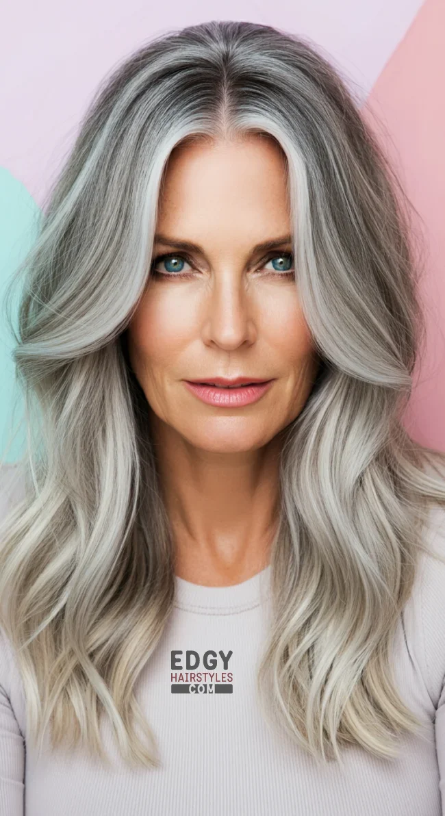 10. Soft Waves with a Center Part | Elegant Hairstyles For Women Over 60 With Fine Hair
