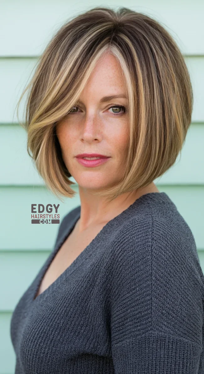 2. Chin-Length Bob with Side Bangs | Elegant Hairstyles For Women Over 60 With Fine Hair