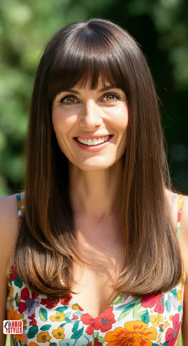 3. Blunt Bangs with Long Layers | Stunning Hairstyles For Straight Hair - Flawless Elegance