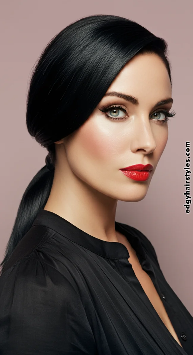 10. Sleek Ponytail | Low Maintenance Shoulder-Length Hairstyles For Thin Hair