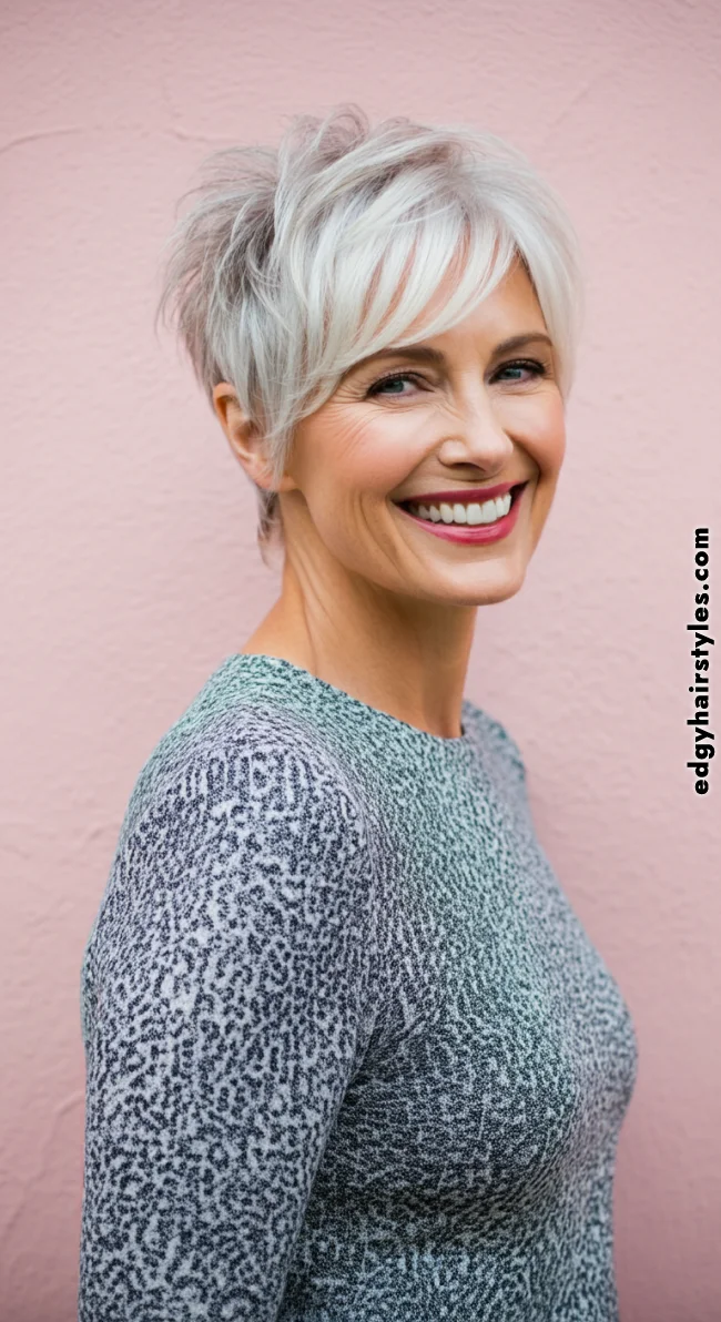 10. Layered Crop with Side-Swept Bangs | Trending Short Hairstyles For Women Over 50 (2025)